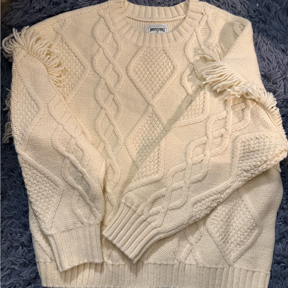 American Eagle Outfitters Cream Knit Sweater